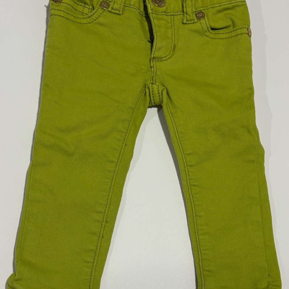 Peek Dungarees Green Straight Cotton Baby Pants 3-6 Months Adjustable Waist